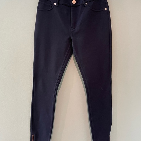 Ted Baker Fioni Skinny Pants with Rose Gold buttons and Zippers Navy SZ 2 - Picture 2 of 8